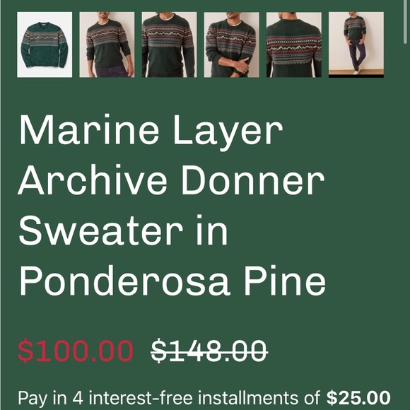 Marine Layer Forest Green Patterned Crewneck Sweater - Picture 11 of 11